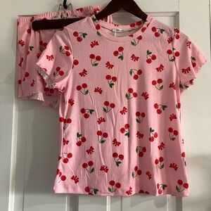 NWT Ekouaer Cherry Print Pajama Set